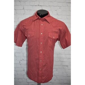 Rustler Western Shirt Mens Large Red Micro Check Pearl Snap Short Sleeve 76145RP